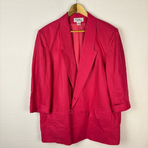 Vintage Hasting & Smith Pink 100% Linen Blazer - Picture 1 of 5